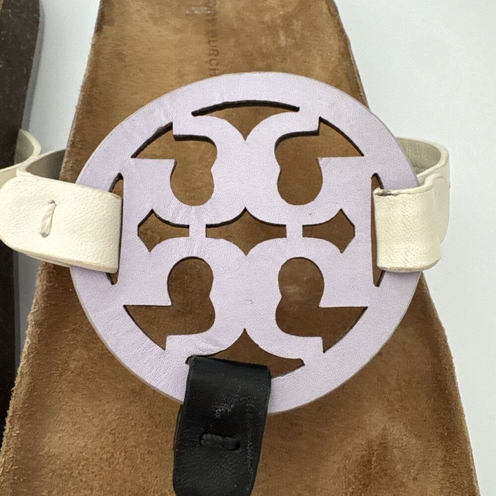 TORY BURCH Miller Cloud Thong Sandal Ivory White Leather Cork Footbed Size 12 - Picture 8 of 9